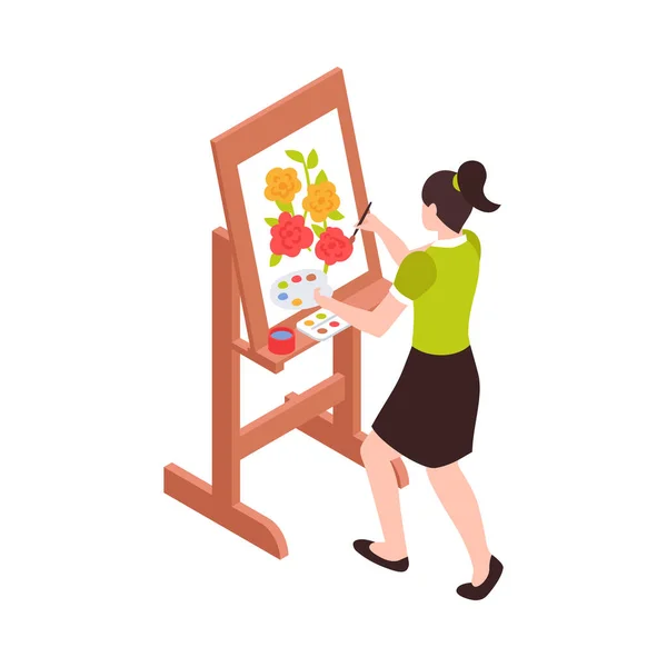 Ilsometric Perempuan Seniman Lukisan Kanvas Vektor Ilustrasi - Stok Vektor