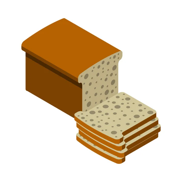 スライスしたライ麦や全粒パンローフ等角アイコン3Dベクトルイラスト — ストックベクタ