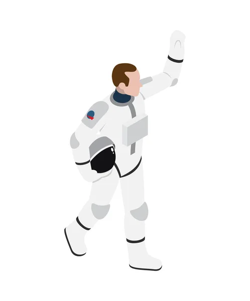 Astronauta Masculino Isométrico Traje Espacial Vector Ilustración — Vector de stock