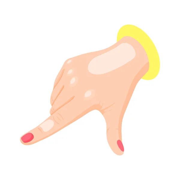Mão Feminina Isométrica Mostrando Gesto Apontador Ilustração Vetor — Vetor de Stock