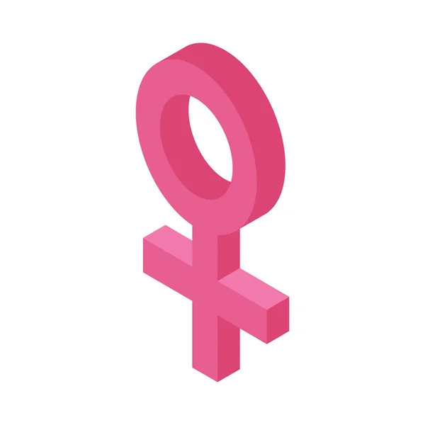 アイソメトリックフェミニズム女性の性別シンボル金星ミラーアイコン3Dベクトルイラスト — ストックベクタ