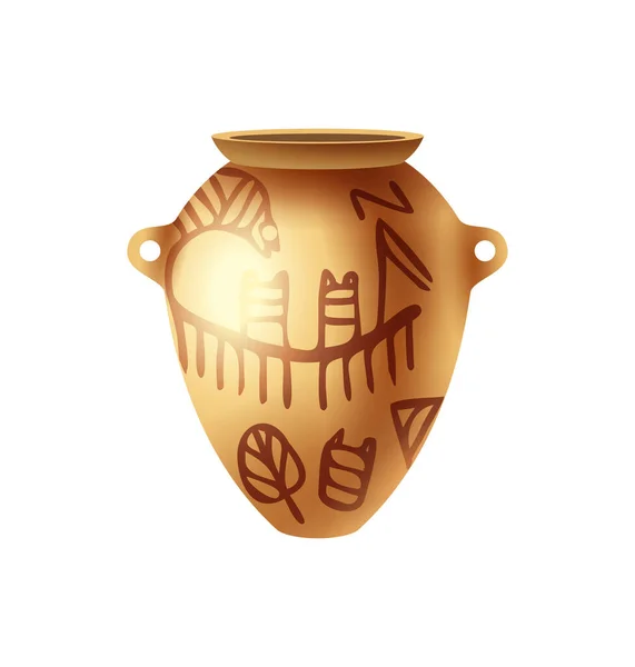 Ancien Vase Argile Égyptienne Illustration Vectorielle Style Dessin Animé — Image vectorielle