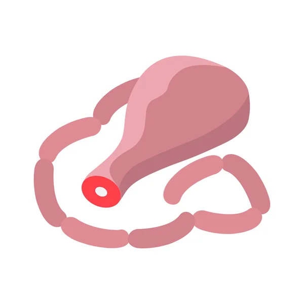 Butchery Isometric Icon Sausages Pork Leg Vector Illustration — Stock Vector