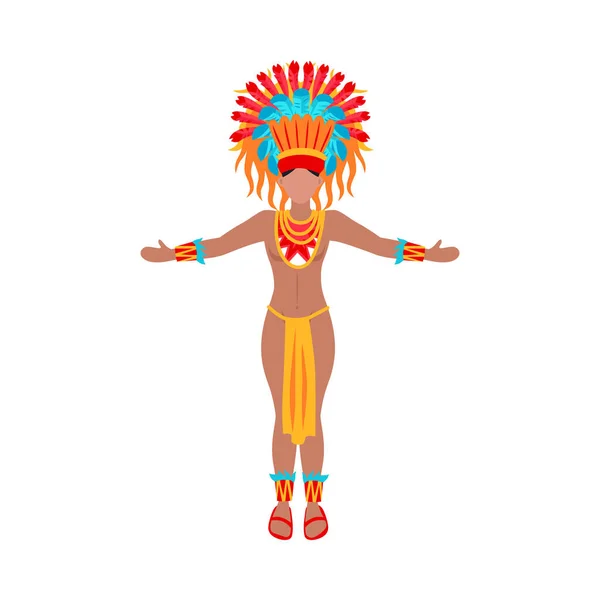 Maya Beschaving Mayan Persoon Met Traditionele Kostuum Platte Vector Illustratie — Stockvector