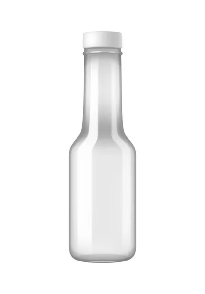 Realistik Botol Kaca Kosong Dengan Gambar Vektor Cap Putih - Stok Vektor