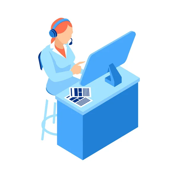 Telemedicine Isometric Icon Doctor Consulting Patient Online Vector Illustration — 스톡 벡터