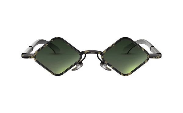 Realistiska Diamantformade Karnevalsglasögon Med Grönt Objektiv Vektor Illustration — Stock vektor