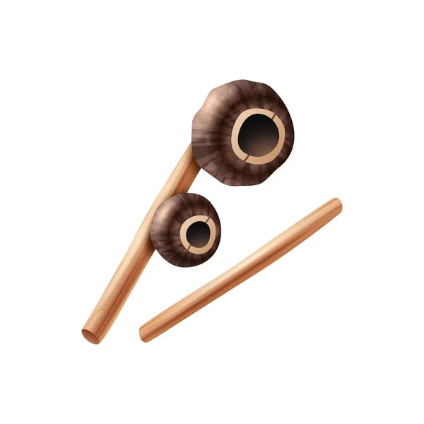 Agogo Brazilian African Musical Instrument Realistic Vector Illustration — Stock Vector