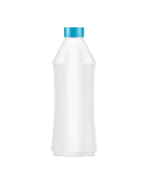 Realistic White Plastic Bottle Liquid Detergent Blue Lid Vector Illustration — Stock Vector