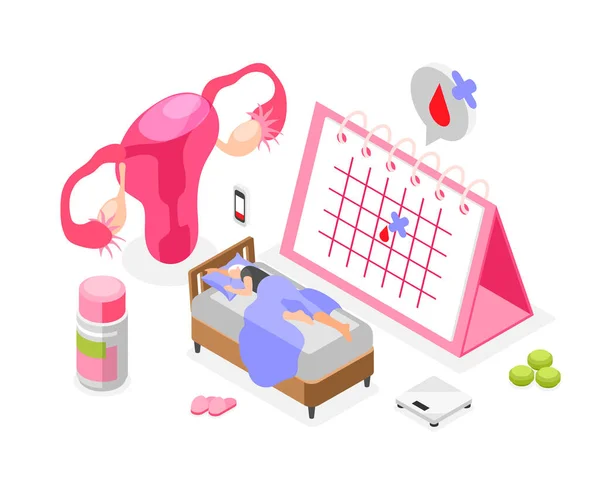 Příznaky Menopauzy Žen Nepravidelný Menstruační Cyklus Zvýšení Tělesné Hmotnosti Nespavost — Stockový vektor