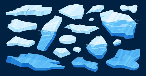 Zmrazené Arktické Popraskané Led Pozadí Modré Bloky Ledu Různých Velikostí — Stockový vektor