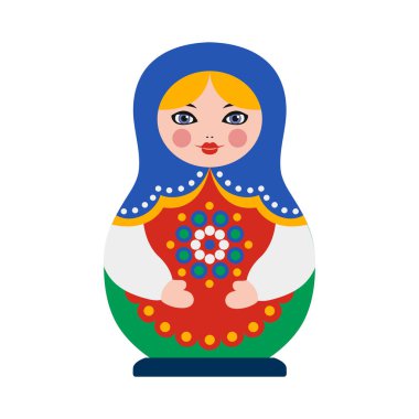 Düz renk matryoshka Rus bebek vektör çizimi