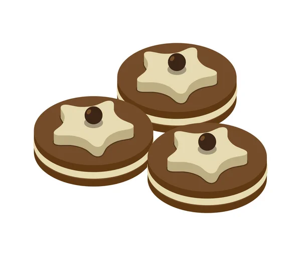 Шоколадне Печиво Ізометрична Ікона Білому Тлі Векторні Ілюстрації — стоковий вектор