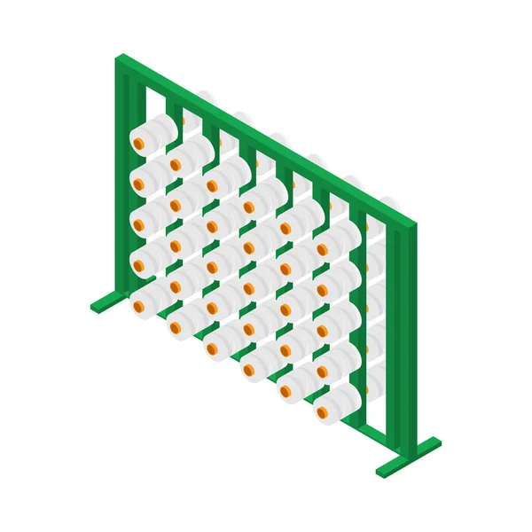 Textilindustrie Fabrikausrüstung Mit Gewindespulen Isometrisches Symbol Vektor Illustration — Stockvektor