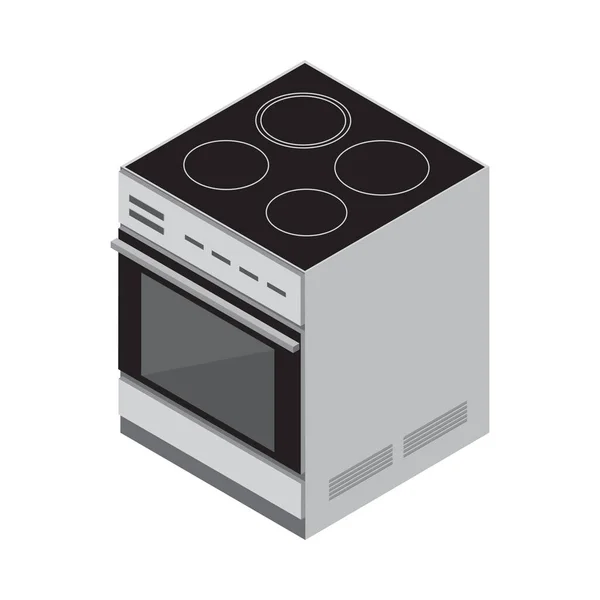 Cuisinière Induction Isométrique Sur Fond Blanc Illustration Vectorielle — Image vectorielle