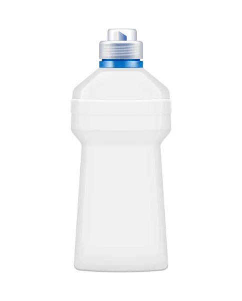 Botella Detergente Plástico Blanco Maqueta Sobre Fondo Blanco Ilustración Vectorial — Vector de stock
