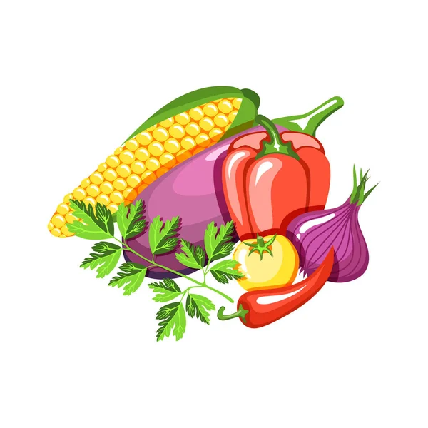 Изометрические Свежие Овощи Гриля Барбекю Изометрическая Икона Кукурузным Перцем Баклажаны — стоковый вектор
