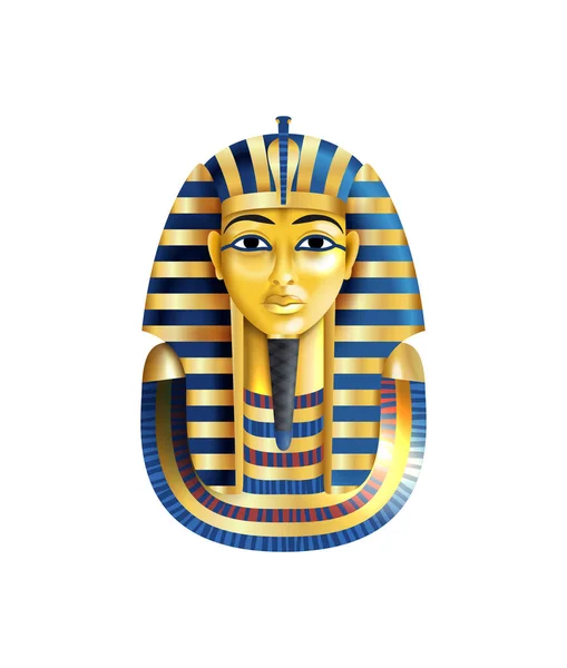 Cartoon Egyptische Gouden Begrafenis Tutankhamun Farao Masker Vector Illustratie — Stockvector