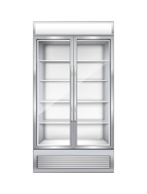 Cam kapılı boş ticari buzdolabı illüstrasyonu