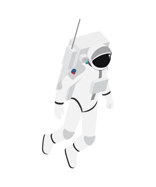 宇宙服を着たアイソメトリック宇宙飛行士が宇宙空間で3Dベクトルイラストを着て — ストックベクタ