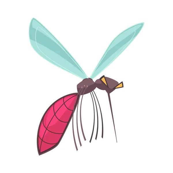白色背景上的彩色蚊子卡通平面病媒图解 — 图库矢量图片