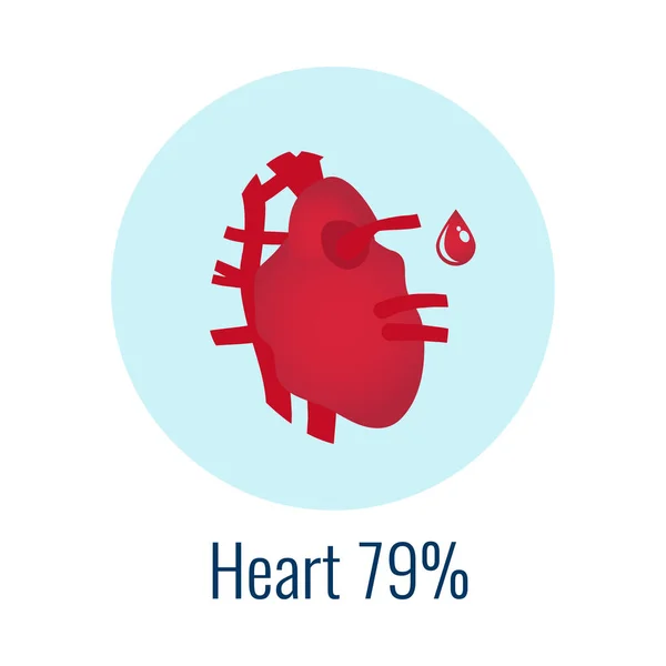 Nsan Organı Kalp Düz Ikon Vektör Çiziminde — Stok Vektör