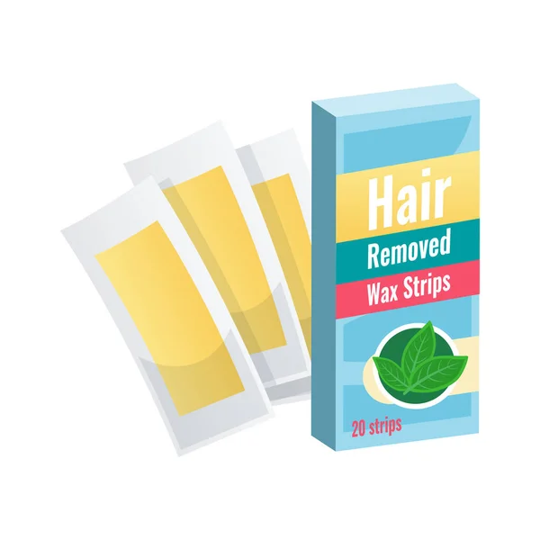 Flat Package Wax Strips Hair Removal Vector Illustration — Stock Vector