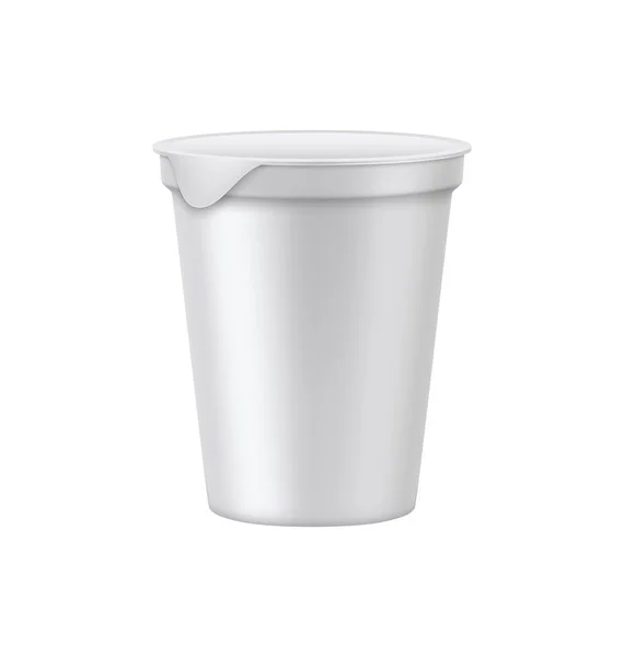Blanco Witte Yoghurt Pot Mockup Realistische Vector Illustratie — Stockvector