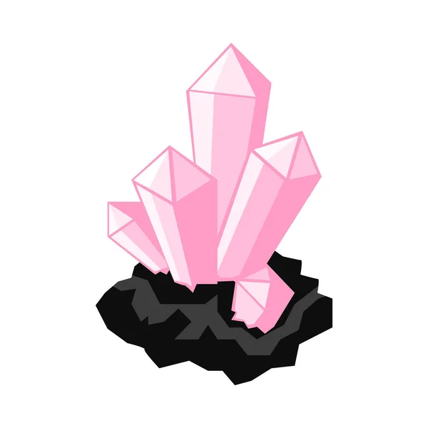 Natural Pink Mineral Isometric Icon Vector Illustration — Stock Vector