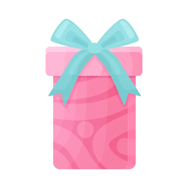 Розовый Подарочная Коробка Луком Плоском Стиле Векторной Иллюстрации — стоковый вектор