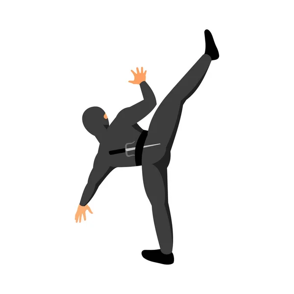 Isometrische Ninja Vechten Met Sai Achter Zijn Rug Vector Illustratie — Stockvector