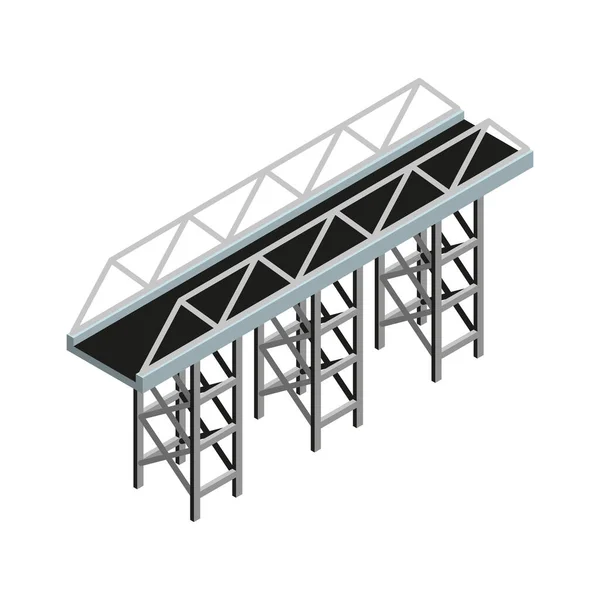 Isometrisk Modern Bro Med Metallkonstruktion Vektor Illustration — Stock vektor
