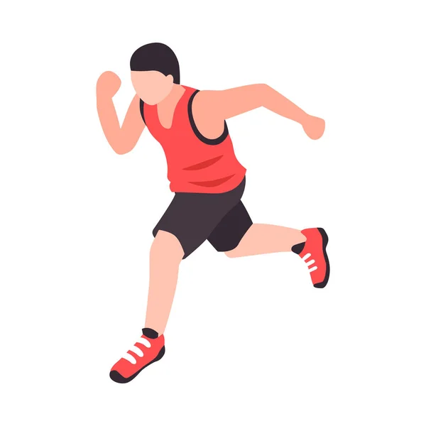Isometric Man Jogging Sportswear Faceless Male Human Character Vector Illustration — Stock Vector