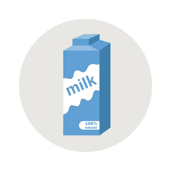 灰色圆形矢量插画中的牛奶图标扁平纸盒 — 图库矢量图片