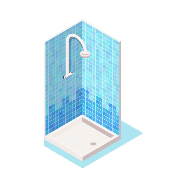白色背景3D矢量图上的等距淋浴器图标 — 图库矢量图片