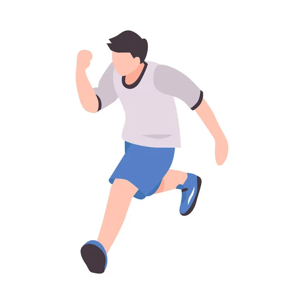 Hombre Corriendo Isométrico Sin Rostro Sobre Fondo Blanco Vector Ilustración — Archivo Imágenes Vectoriales