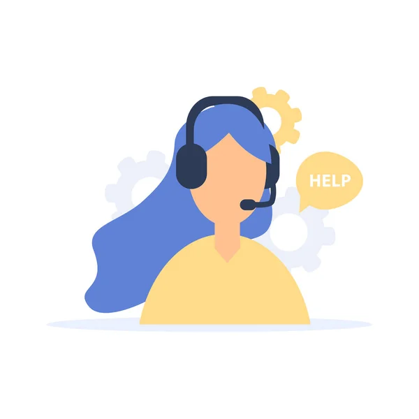 Assistance Client Call Center Hotline Opérateur Consultant Client Plat Vecteur — Image vectorielle