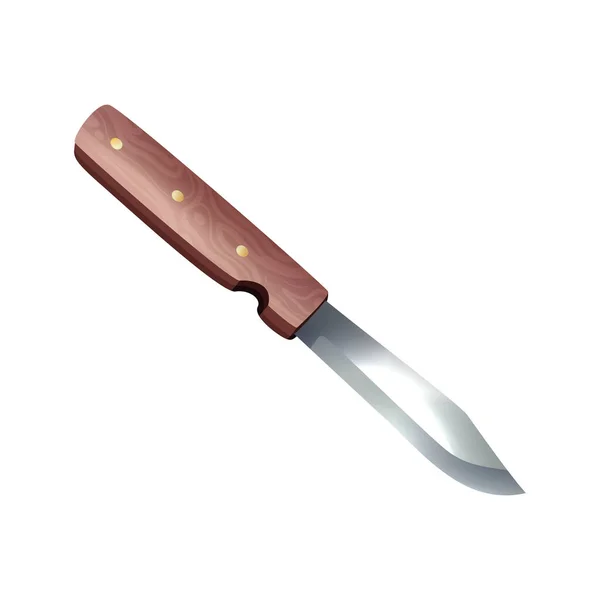 Реалистичный Нож Векторной Иллюстрацией Деревянной Ручки — стоковый вектор