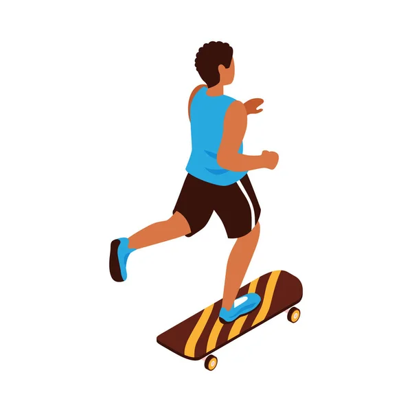 带3D等距矢量图解的滑板训练 — 图库矢量图片