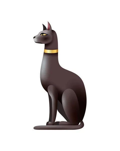 Μαύρη Γάτα Bastet Θεά Αρχαίο Αιγυπτιακό Σύμβολο Πολιτισμού Κινουμένων Σχεδίων — Διανυσματικό Αρχείο