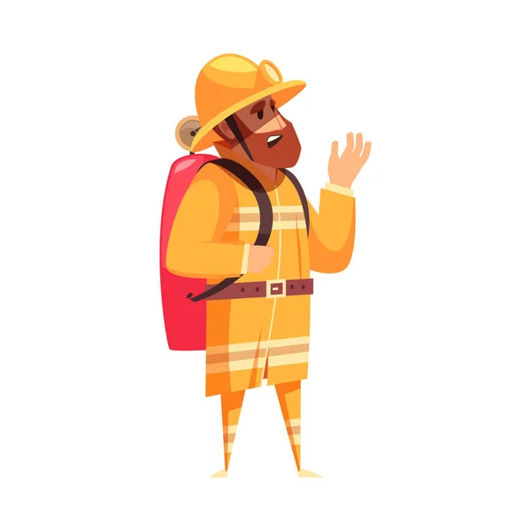 Плоский Персонаж Пожежника Уніформі Векторні Ілюстрації — стоковий вектор