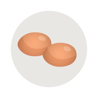 Gri arka plan düz ikon vektör illüstrasyonunda kahverengi tavuk yumurtaları