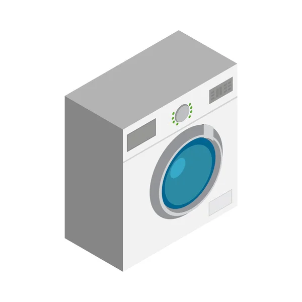 アイソメトリックホワイト洗濯機のアイコン3Dベクトルイラスト — ストックベクタ
