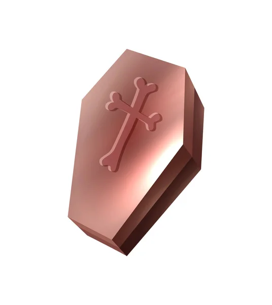 Realistic Shiny Coffin Icon White Background Vector Illustration — Stock Vector
