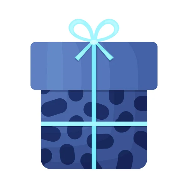 Blaue Geschenkbox Mit Schleife Flachen Stil Vektor Illustration — Stockvektor