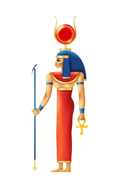 Хатхорская Древняя Египетская Богиня Векторной Иллюстрации Неба — стоковый вектор