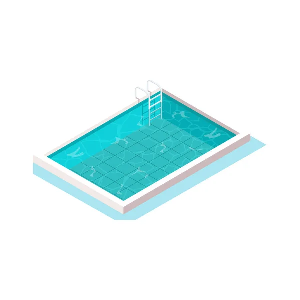 Isometric swimming pool with blue water on white background 3d vector illustration