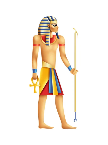 Antiguo Faraón Egipcio Tutankamón Ilustración Vector Dibujos Animados — Vector de stock