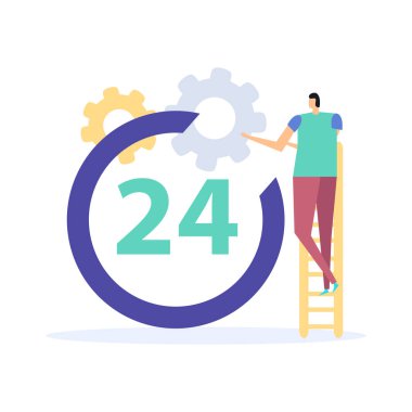 24 saat çağrı merkezi müşteri destek servisi düz vektör çizimi