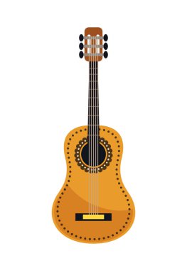 Beyaz arkaplan vektör illüstrasyonunda düz Meksika Küba gitarı